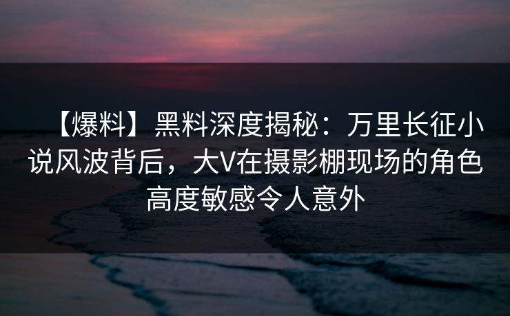 【爆料】黑料深度揭秘：万里长征小说风波背后，大V在摄影棚现场的角色高度敏感令人意外