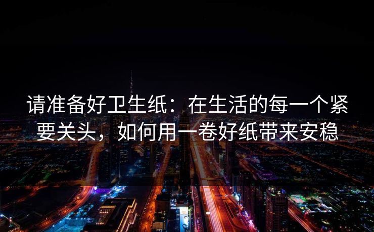 请准备好卫生纸：在生活的每一个紧要关头，如何用一卷好纸带来安稳
