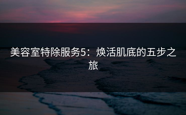 美容室特除服务5：焕活肌底的五步之旅