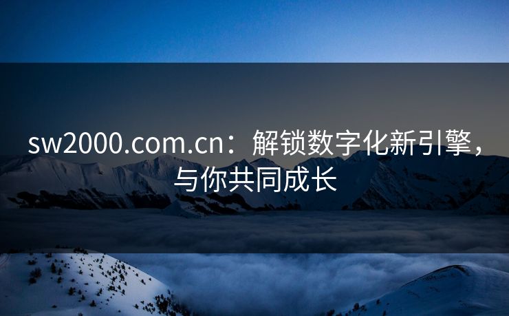 sw2000.com.cn:解锁数字化新引擎,与你共同成长